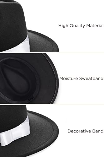 Image of BABEYOND 1920s Fedora Hat for Men Gatsby Wide Brim Fedora Hat Felt Panama Cap with Band for Women Men