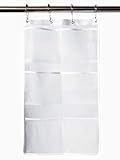 SDDSER Hanging Mesh Bath Shower Organizer, White 6 Pockets with 4 Hooks/Rings, for Bathroom Curtain...