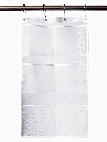 Sddser Mesh Shower Organizer Hanging, White 6 Pockets With 4 Hooks/Rings, For Bathroom Curtain Rod, Quick Dry, Caddy College Dorm Storage Accessories Wqsd4 #TOP13