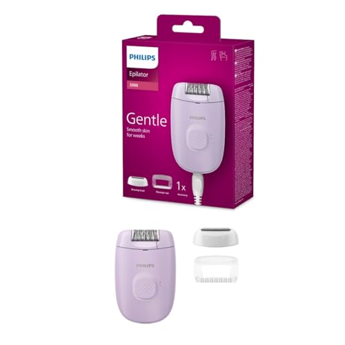 Philips 2000 Series Corded Epilator with shaving head and massage cap-BRE237/00
