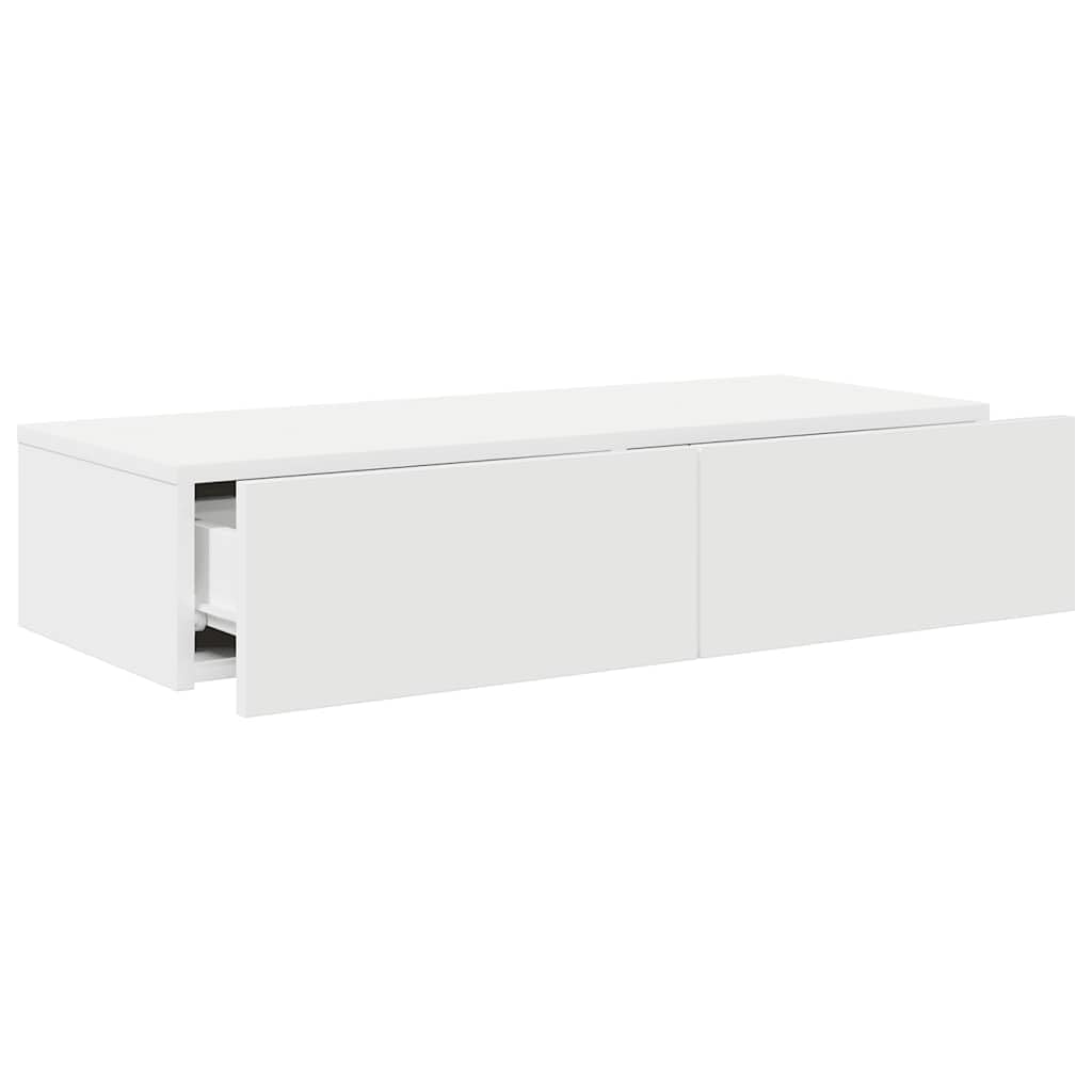 Genérico Estante de Pared con cajones de Madera contrachapada Blanco,Estanterías,Estantes y estanterías-859977