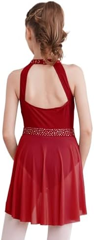 Robe De Danse Latine Freebily Pour Fille - Justaucorps Avec Culotte Intégrée, En Polyester/élasthanne, Tailles 5-6 Ans à 15-16 Ans