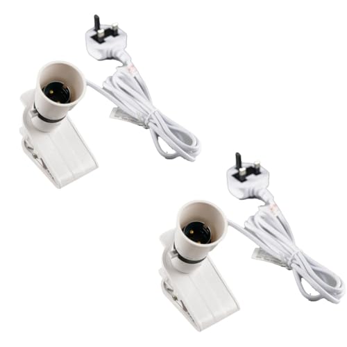 WK Electrical - BC B22 Bayonet Clip-on Switched Light Fitting Lights 1.8m Cable (Pack of 2)