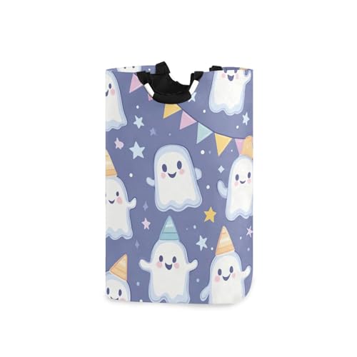 Jihqo Laundry Hamper Basket Halloween Cute Ghosts Collapsible Nursery Storage Bin Waterproof Clothing Baskets for Home Bedroom Bathroom Washing Room