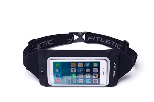 Fitletic Swipe Running Belt Large Phone Pouch, Sport Fanny Pack, Cycling, Jogging, Race, Fitness, or Travel | Fits iPhone 11Pro Max, iPhone Plus Series, Samsung Galaxy S10 Plus, Black