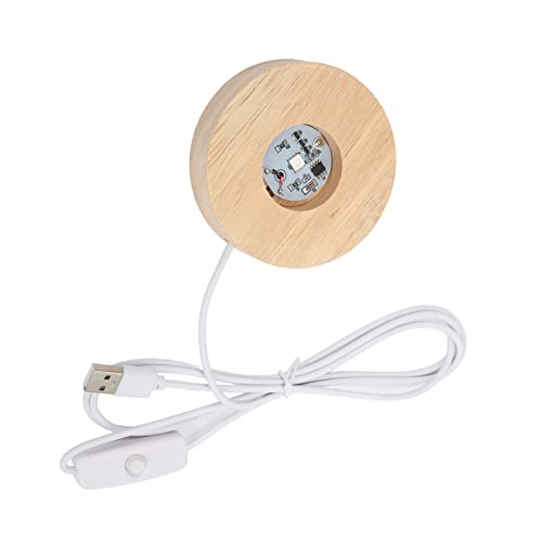 KIMISS Lampe d'Affichage à Base Lumineuse LED, Interface USB, Base Ronde en Bois de Chêne, épaisseur 2cm/0.8 Pouces, Lueur Déco pour Affichage Domestique, 5V (Socle coloré)
