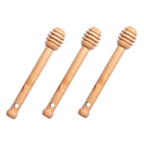 PRETYZOOM Cocktail Accessory 3 Pack of Wooden Honey Stirrer Sticks for Boys and Girls Lunch Household Use