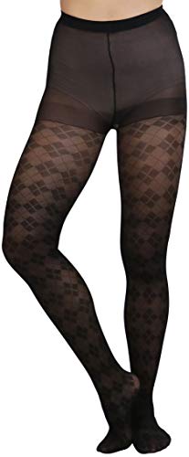 Image of ToBeInStyle Women's Argyle Checkered Diamond Rhombus Net Opaque Sheer Tights Pantyhose