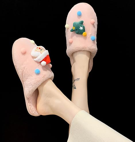 Christmas Slippers Holiday Slipper House Shoes Home Sandals Slides for Women Men Fuzzy Outdoor Indoor3