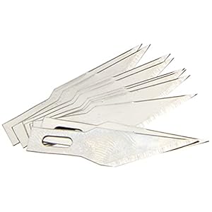 Wedo 7821 reservemesjes (voor scalpel en hobbymes, punt, kunststof doos), 10 stuks, zilver