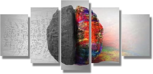 Tableau Peinture Cerveau Humain 5 Panneau 100x50cm Décoration Murale