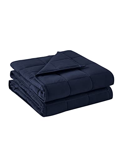 Image of BB BLINBLIN Soft and Comfortable Material and Glass Beads Premium Cooling Weighted Heavy , Calm and Sleep Breathable Blanket for Adult (Navy Blue, 48''x72'' 15lbs, 140lb)