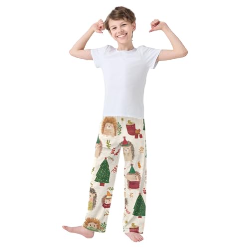 ZZXXB Hedgehog Pine Trees Boys Long Pants Soft Trousers Elastic Waist Kids Lounge Bottoms with Pockets S-XL3