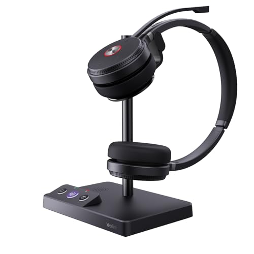 Yealink Casque sans Fil Stéréo WH62 Dual, Portée 160m, Double Micro Antibruit, Autonomie 14h,Idéal Open Space, Compatible Teams/PC/Téléphones IP