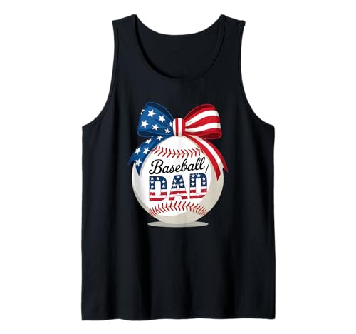 Bandera patriótica vintage de béisbol para papá del 4 de julio Camiseta sin Mangas