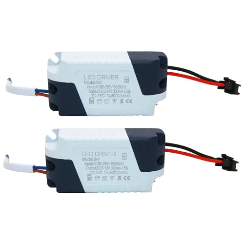 3W LED Driver, Constant Current 300mA AC 85~265V Output 5~12V SM Male Connector External Power Supply Rectifier Transformer for LED Ceiling Lamp