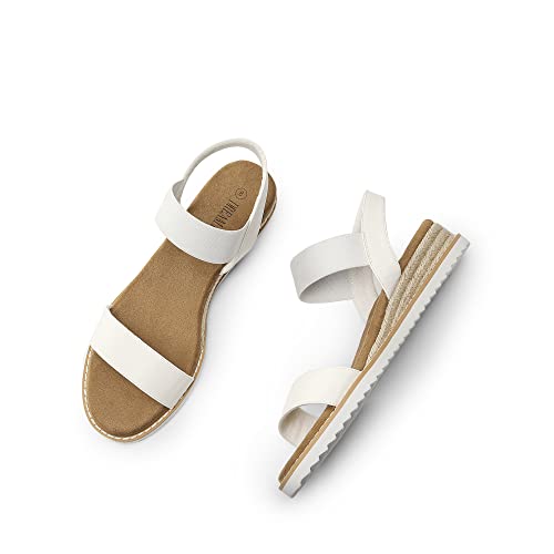 Image of DREAM PAIRS Womens Espadrilles Ankle Strap Sandals | Stretch Elastic Open Toe Comfortable Wedges Flats Spring Dressy Sandals Shoes for Women