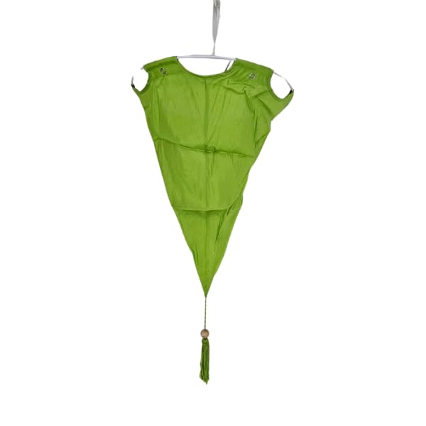Traditional 11 Inches Silk Fabric Top Round Cut Style Ceiling Pendant Light Shade with Tessel (Lime Green) — image 1