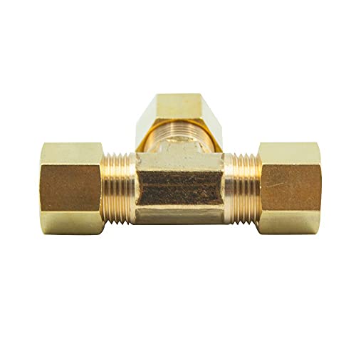 Legines Brass Compression Fitting, Tee Union, 3 Ways Connector, 1/4" Tube Od, Pack Of 2 #TOP5