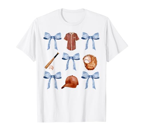 Baseball Coquette Bow Mothers Day Baseball Mama T-Shirt