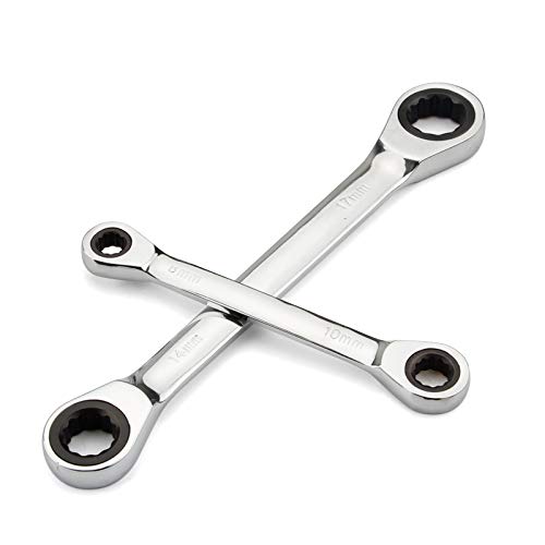 Chiavi A Cricchetto 1 pz Chiave a cricchetto a Doppia Testa con Anello in Cromo vanadio Reversibile 8-9-10-12-13-14-15-16-17-18-19mm Set di Chiavi combinate a cricchetto Acciaio(7pcs 6-19mm)
