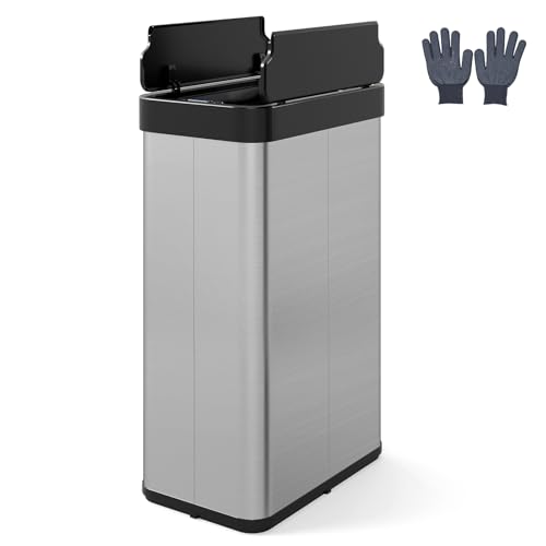 COSTWAY Poubelle Cuisine Automatique 60 L, Poubelle Étroite en Acier Inoxydable, Capteur Mouvement Infrarouge, Ouverture Maintenue, Fermeture Douce,...