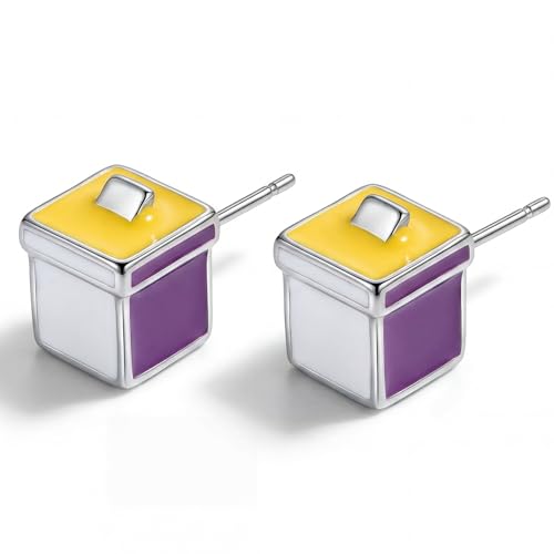 Nosiny Halloween Voting Earrings for Women Ballot Box Earrings Encourage Voting Patriotic Accessories Women Poll Workers(3D,Purple Yellow White)