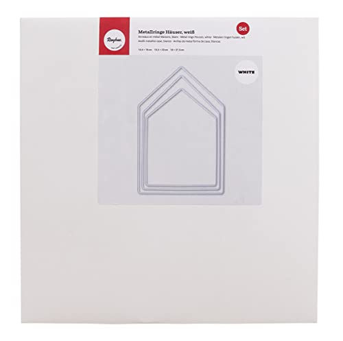Rayher Set of 3 House Shaped Metal Rings for Seasonal Crafts White Coated Wire Frames for Wreath Making and Macrame white - Image 2