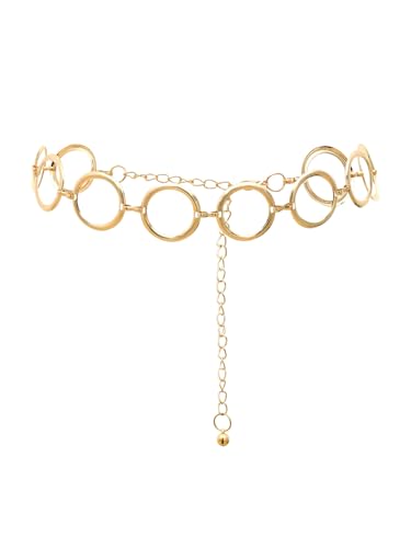 Floerns Women's Metallic Circle Waist Chain Vintage Body Waist Belt for Dress