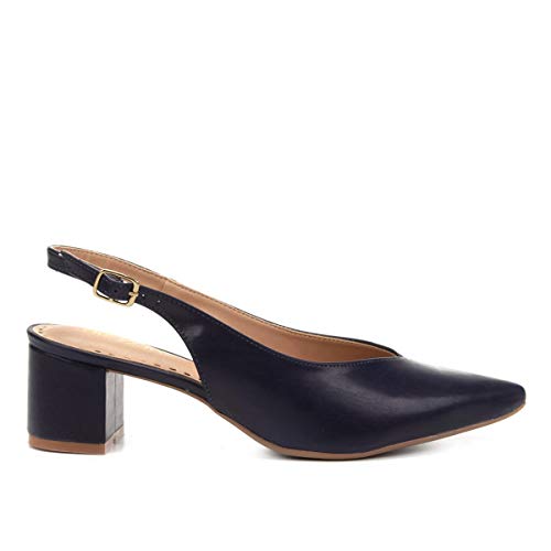 Scarpin Drezzup Chanel Salto Grosso - Marinho - 35