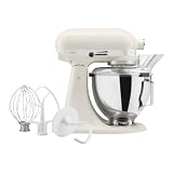 KitchenAid Classic 4,3L Küchenmaschine mit Schwenkkopf, 10 Stufen mit Sanftanlauf, Flachrührer, Knethaken & Schneebesen, Planetenrührwerk, 59 Schüsselkontaktpunkte, Porcelain White
