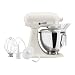 KitchenAid Classic 4,3L Küchenmaschine mit Schwenkkopf, 10 Stufen mit Sanftanlauf, Flachrührer, Knethaken & Schneebesen, Planetenrührwerk, 59 Schüsselkontaktpunkte, Porcelain White