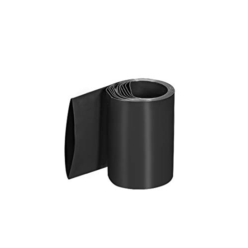 uxcell PVC Heat Shrink Tubing 50mm Flat Width Pre Cut Heat Shrink Wrap Tube for Double 18650 1m Length Black