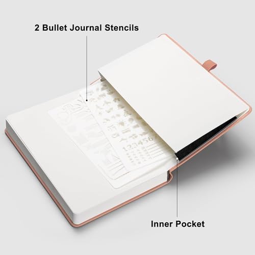 Image of RETTACY Blank Journal Notebook, 192 Pages, A5 Medium Size (5.7'' x 8.3'') | Leather Hardcover, 100 GSM Thick Paper, for Sketching, Drawing, Painting (Pink)