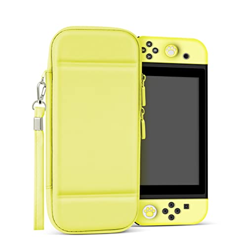 TNP - Funda de transporte para Nintendo Switch Travel Case amarillo crema, diseño de Kawaii, funda protectora, bolsa de almacenamiento portátil, con protector de pantalla, soportes para 10 cartuchos Cover