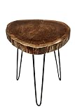 HLC Unique Shape Rustic Round Old Elm Surface end Wooden Coffee Table Retro Accent Center Table for