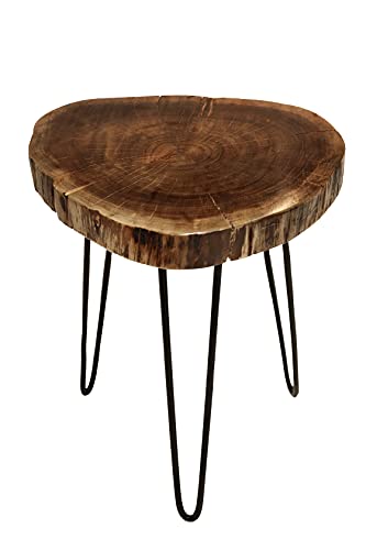 Hlc Unique Shape Rustic Round Old Elm Surface End Wooden Coffee Table Retro Accent Center Table For Living Room Easy Assembly (Round) #TOP16