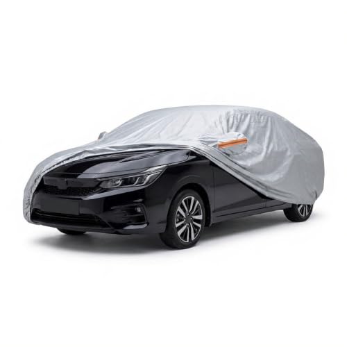 Image of myTVS 100% Waterproof Car Body Cover for Honda City - Custom-Fit, Double-Layer, UV & Dust Proof, Mirror Pockets & Elastic Clip Lock (CSK 6)