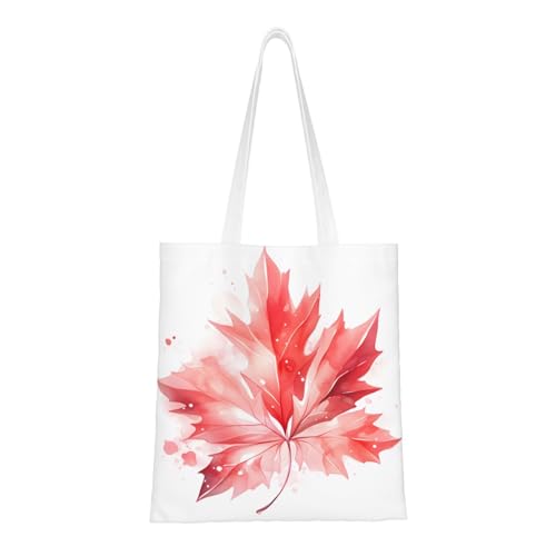 hhbiuuo Bolsa de lona con estampado de hojas de arce rojas, bolsas de playa reutilizables para mujer, bonita bolsa de compras, para el trabajo, viajes, gimnasio
