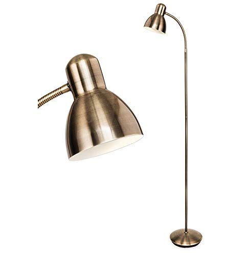 Modern Adjustable Craft/Reading Over Arm Chain Floor Standard Lamp (Antique Brass)