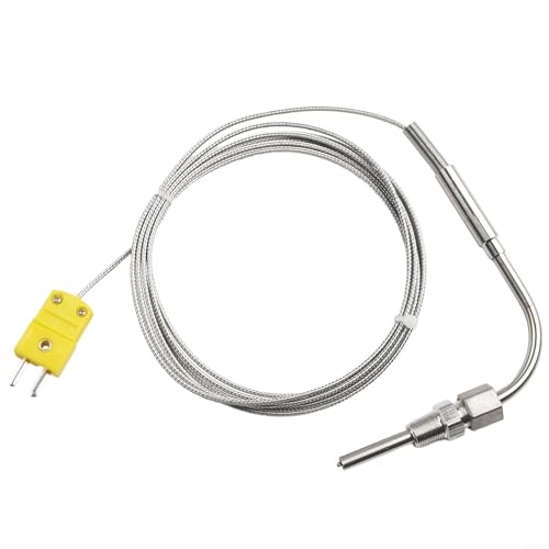 K-Type Thermocouple Exhaust Probe for EGT Measurement, High- Stainless Steel Sensor with 1/8 for NPT Thread, 80mm Sensing Tip, 2m Cable, Mini K