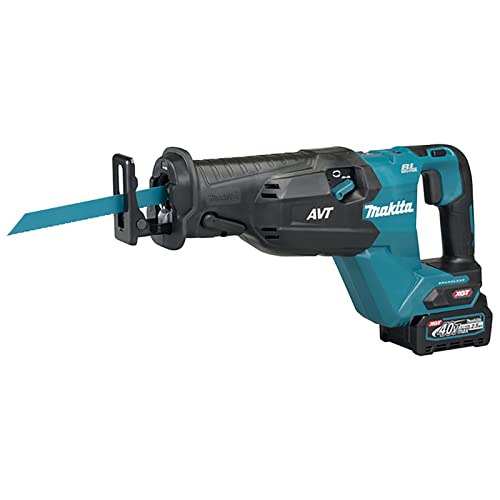 Makita JR002GD201 – Sierra de vaivén sin escobillas XGT de iones de litio de 40 V, incluye 2 pilas de 2,5 Ah y cargador suministrado en una funda de transporte
