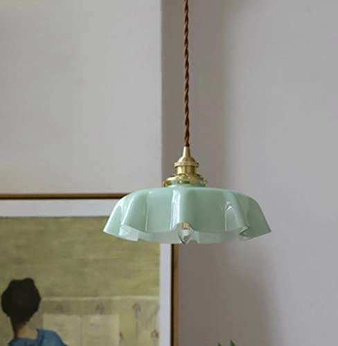 Lámpara colgante de cristal retro verde e iluminación creativa de techo 2