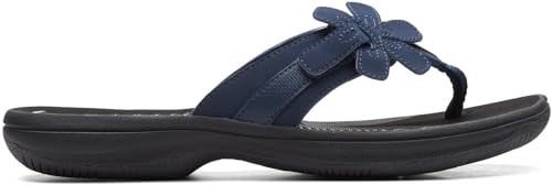 Image of Clarks Womens Breeze Sea Flip-Flop Sandals - Comfortable Flip Flop with Adjustable Hook and Arch Support - Casual Summer Wearing Cloudsteppers for Everyday