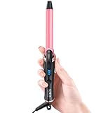 CIVEYA Temp Control Travel Curling Iron 3/4 Inch Dual Voltage, Small Mini Curling Iron for Short Hair, Travel Size Hair Curler Wand Pink