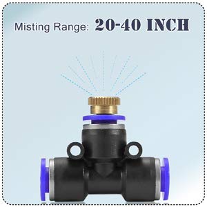 CozyCabin 5PCS Misting Nozzles Tees with Metal High Pressure Nozzles for Outdoor Water Mister Cooling System Patio (T-type #4)