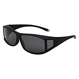 Solarfun Polarized Fit Over Glasses Sunglasses Wrap Around Solar Reduce Shield for Men and Women's Driving, Smoke