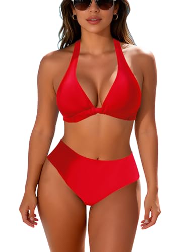 JFAN Costume da Bagno Donna a Vita Alta in Due
