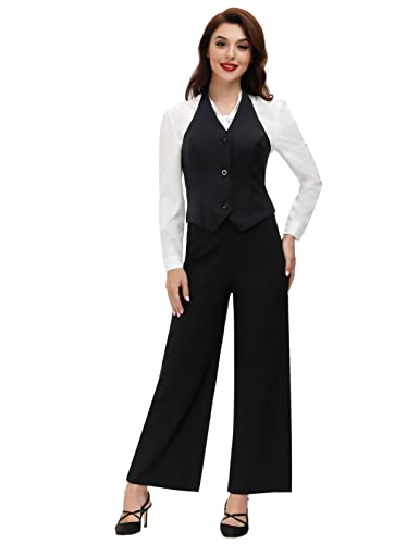 Belle Poque Women's Halter Neck Black Waistcoat Business Formal Suit Vest(Black,L) #TOP4