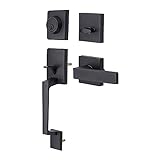 Black Front Door Handle Set, Single Cylinder HandleSet with Lever Door Handle
